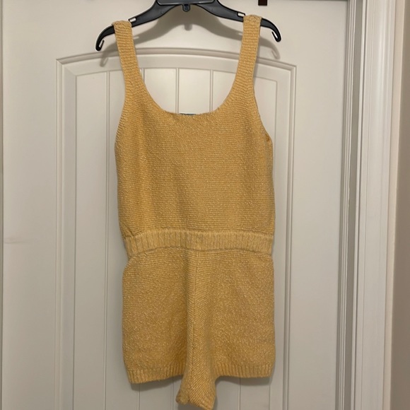 Free People Declan Romper Sweater Set sunset gold yellow XS $108 - Picture 6 of 6